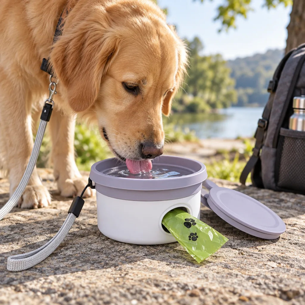 Gamelle pliable 3-en-1 pour chien, accessoire de promenade Woouffy