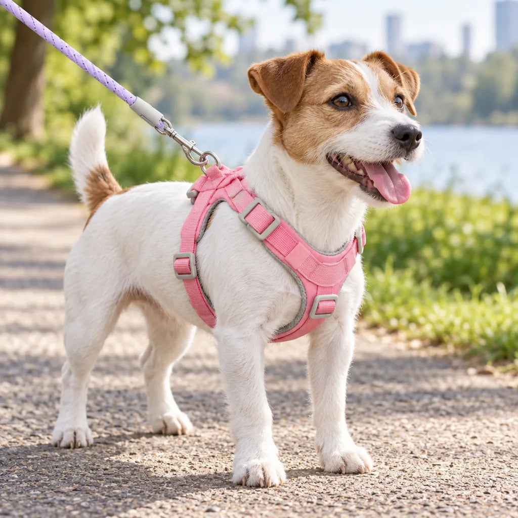 Laisse de Poitrine pour Harnais de Chien - Rose