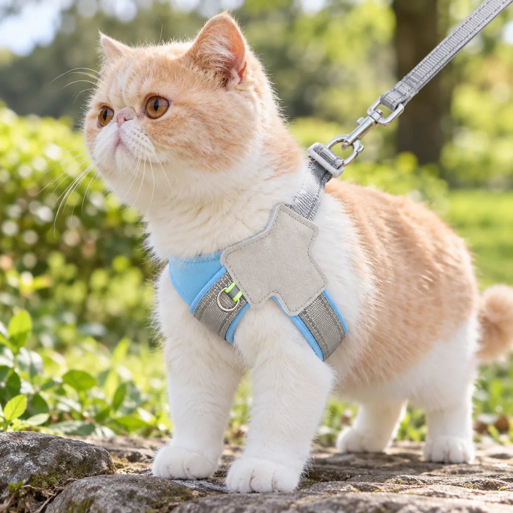 Harnais Bleu Ciel Gris pour Petit Chien et Chat